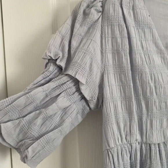 Dusty BlueTextured V-Neck Button Down Dress - Picture 5 of 7